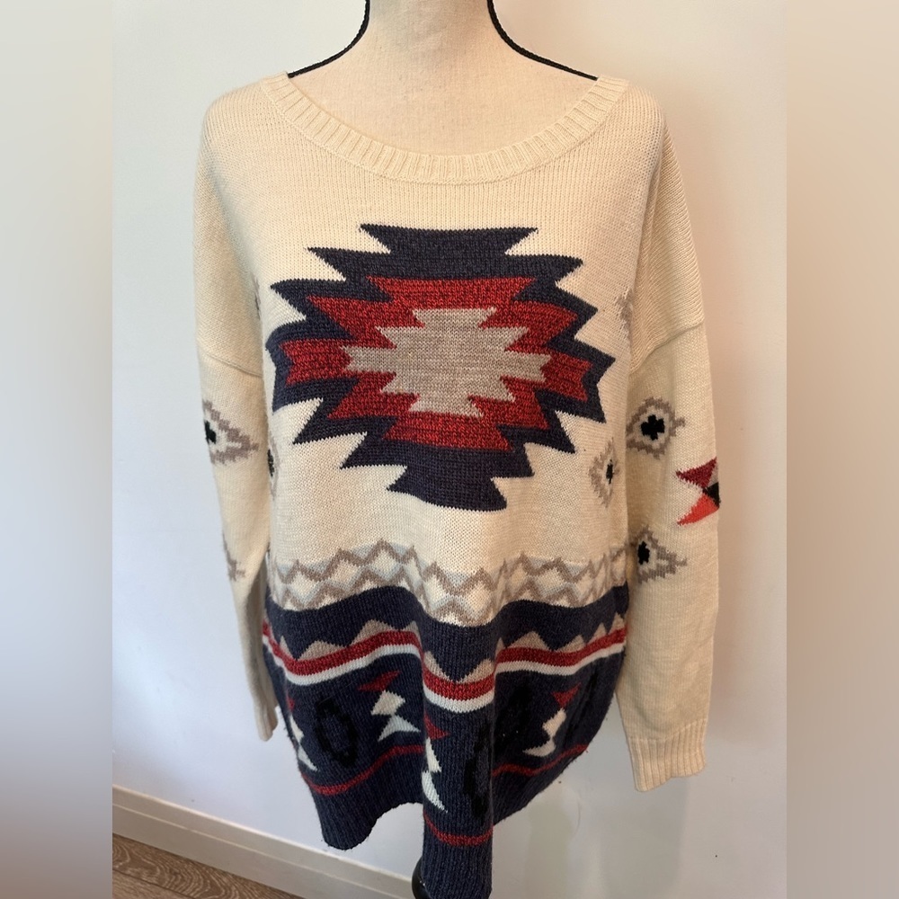American Eagle Outfitters Southwestern Knit Sweater XL Multi Color